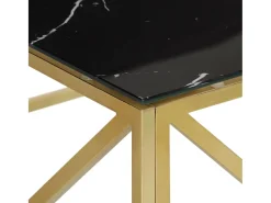 Mesa De Centro| Mesa de centro | Mesa de apoio aço inoxidável e vidro temperado dourado Cor de laranja