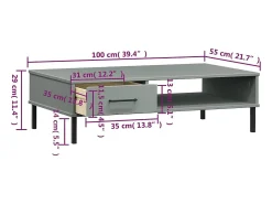 Online Mesa de centro | Mesa de apoio c/ pernas de metal pinho maciço OSLO Cinzento
