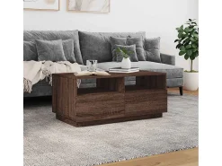 Sale Mesa de centro | Mesa de apoio com luzes LED 90x49x40 cm carvalho Castanho