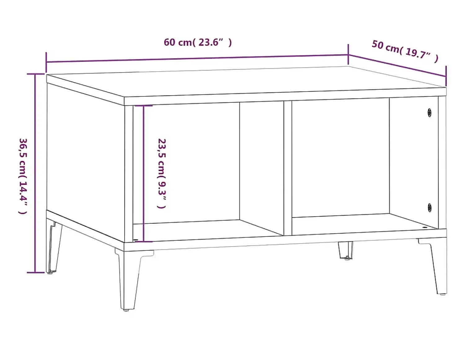 Discount Mesa de centro | Mesa de apoio 60x50x36.5 cm derivados de madeira cinza sonoma Cinzento