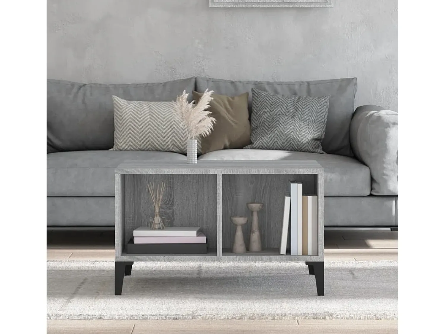 Discount Mesa de centro | Mesa de apoio 60x50x36.5 cm derivados de madeira cinza sonoma Cinzento