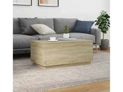 Mesa De Centro| Mesa de centro | Mesa de apoio com luzes LED 90x50x40 cm carvalho sonoma Castanho