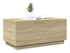Mesa De Centro| Mesa de centro | Mesa de apoio com luzes LED 90x50x40 cm carvalho sonoma Castanho