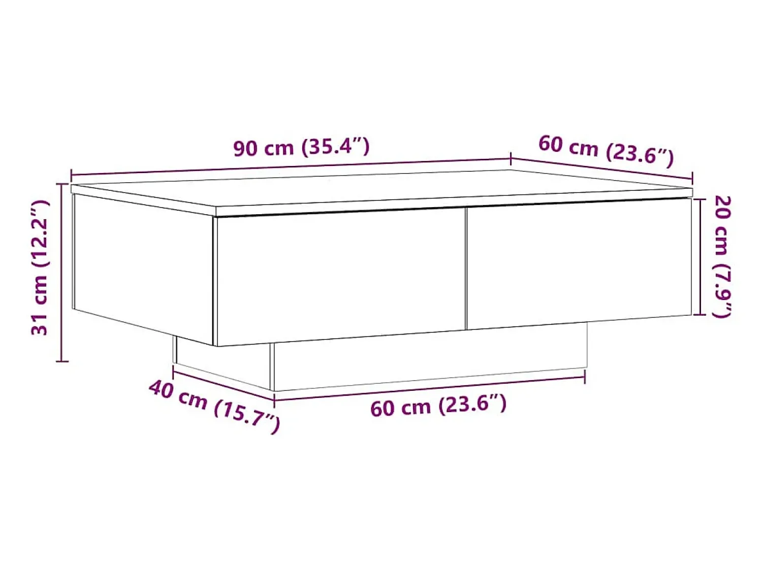 Online Mesa de centro | Mesa de apoio 90x60x31 cm derivados de madeira madeira velha Castanho
