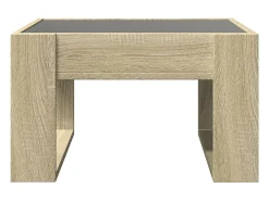 Mesa De Centro* Mesa de centro | Mesa de apoio luzes LED Infinity 50x53x30 cm carvalho sonoma Castanho
