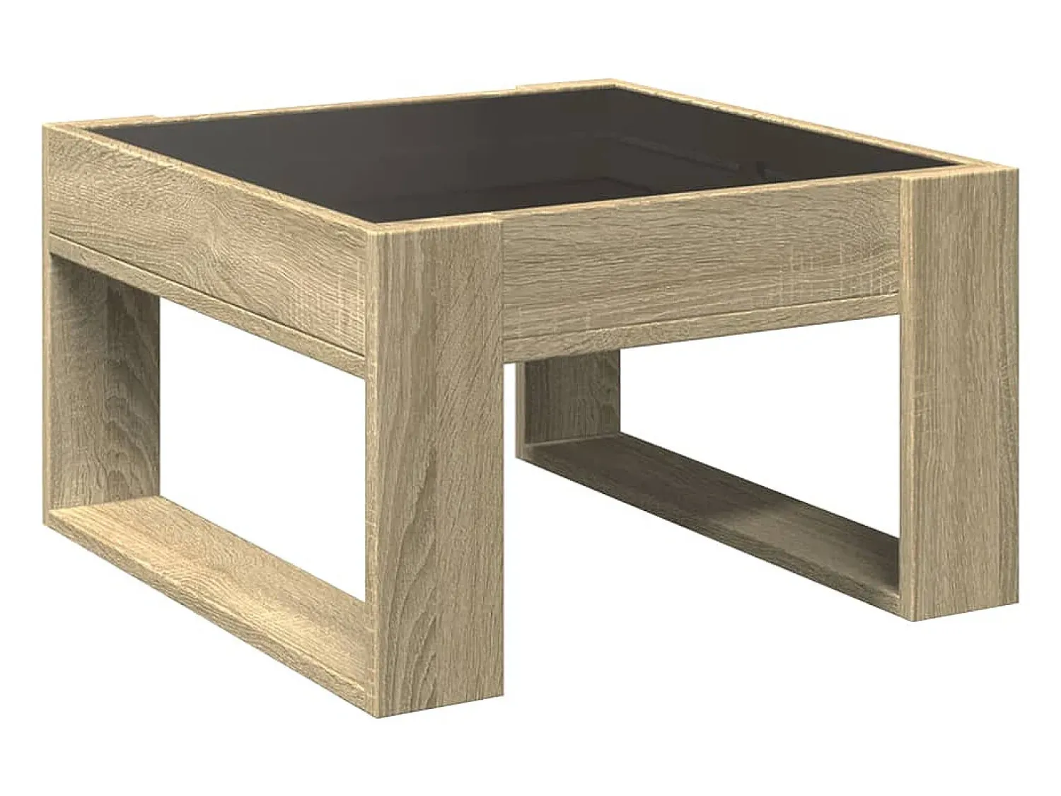 Mesa De Centro* Mesa de centro | Mesa de apoio luzes LED Infinity 50x53x30 cm carvalho sonoma Castanho