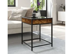 Mesa De Centro* Mesa de centro | Mesa de apoio luzes LED Infinity 40x40x51 cm carvalho fumado Castanho