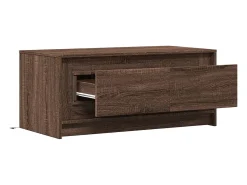 Discount Mesa de centro | Mesa de apoio c/ luzes LED derivados madeira carvalho Castanho