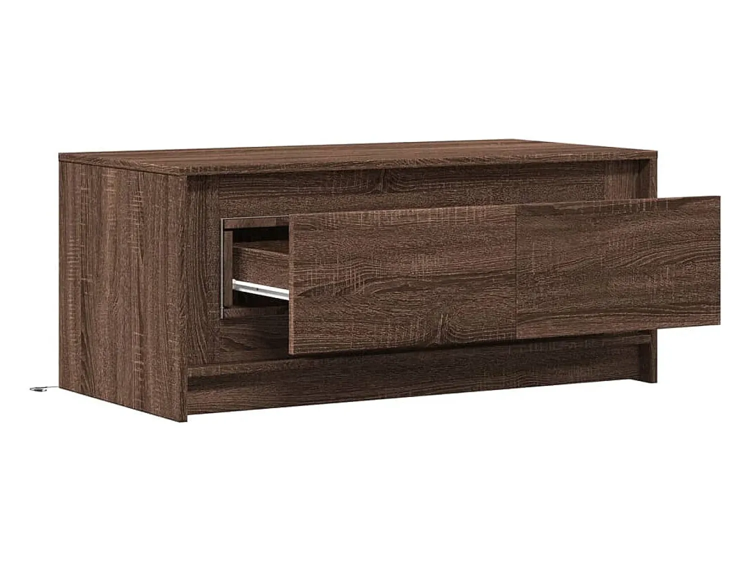 Discount Mesa de centro | Mesa de apoio c/ luzes LED derivados madeira carvalho Castanho