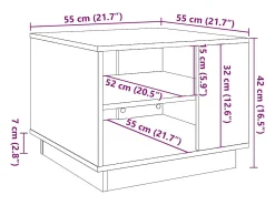 Mesa De Centro| Mesa de centro | Mesa de apoio | Mesa de café 55x55x42 cm derivados de madeira madeira velha Castanho