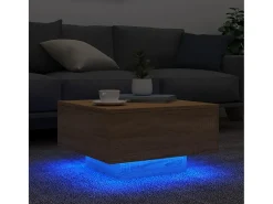 Discount Mesa de centro | Mesa de apoio com luzes LED 55x55x31 cm carvalho sonoma Castanho