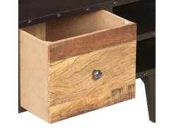 Mesa De Centro| Mesa de centro | Mesa de apoio | Mesa de café 100x50x45 cm madeira recuperada maciça Preto