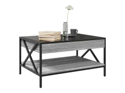 Mesa De Centro* Mesa de centro | Mesa de apoio luzes LED Infinity 70x50x38 cm sonoma Cinzento