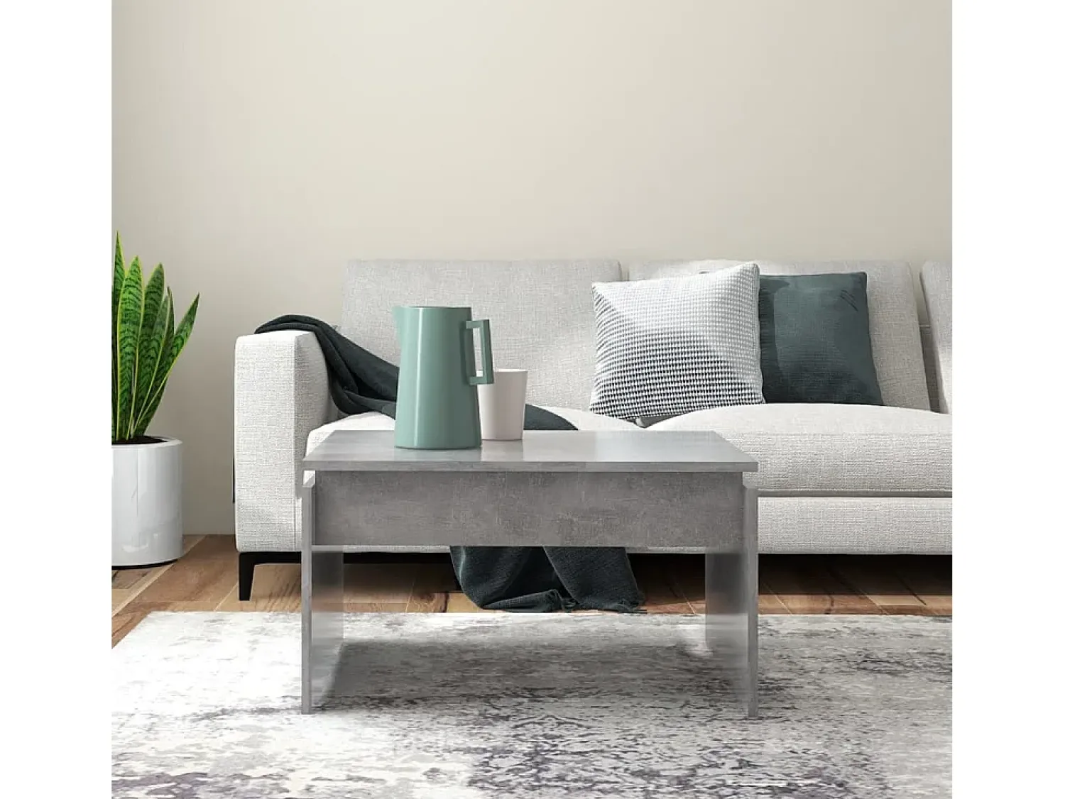 Outlet Mesa de centro | Mesa de apoio 68x50x38 cm derivados madeira cimento Cinzento