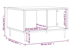 Mesa de centro | Mesa de apoio 60x50x36.5 cm derivados de madeira cinza sonoma^ Mesa De Centro