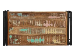 Mesa De Centro| Mesa de centro | Mesa de apoio 80x40x35 cm madeira maciça recuperada Multicor