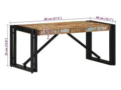 Mesa De Centro| Mesa de centro | Mesa de apoio 80x40x35 cm madeira maciça recuperada Multicor