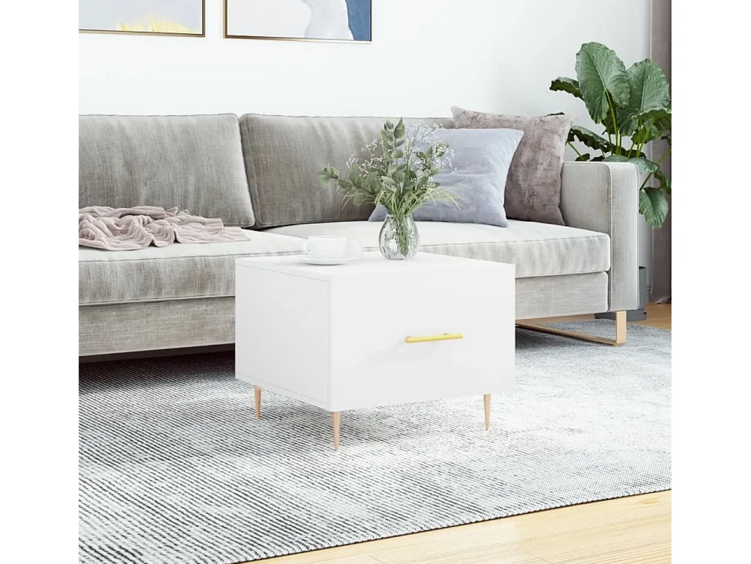 Discount Mesa de centro | Mesa de apoio 50x50x40 cm derivados de madeira Branco
