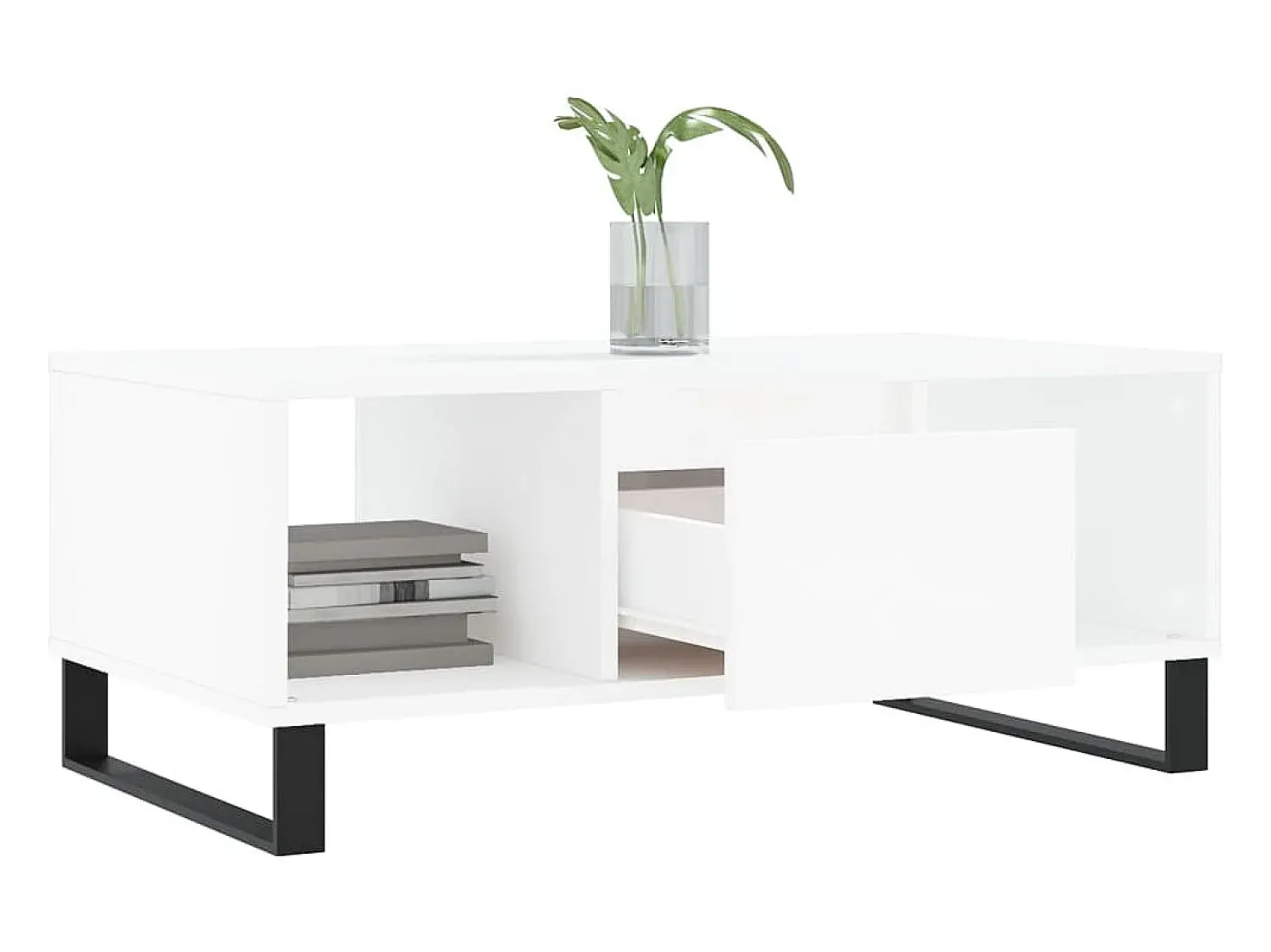 Outlet Mesa de centro | Mesa de apoio 90x50x36.5 cm derivados de madeira Branco