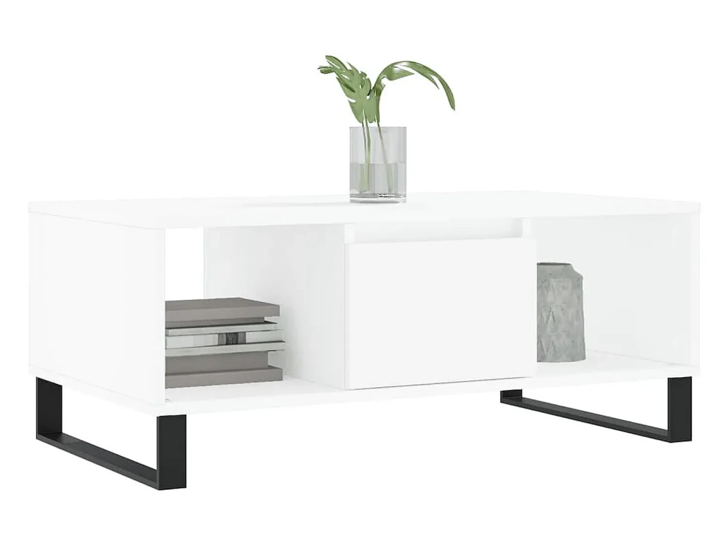Outlet Mesa de centro | Mesa de apoio 90x50x36.5 cm derivados de madeira Branco