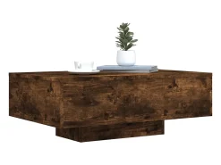 Mesa De Centro* Mesa de centro | Mesa de apoio | Mesa de café com luzes LED 85x55x31 cm carvalho fumado Castanho