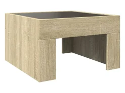 Mesa De Centro* Mesa de centro | Mesa de apoio luzes LED Infinity 50x50x30 cm carvalho sonoma Castanho