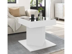 Mesa De Centro| Mesa de centro | Mesa de apoio c/ LEDs 50x50x45cm derivados de madeira Branco