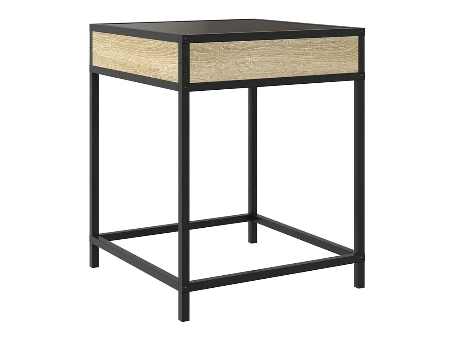 Mesa De Centro* Mesa de centro | Mesa de apoio luzes LED Infinity 40x40x51 cm carvalho sonoma Castanho