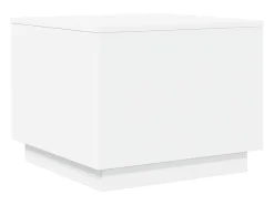 New Mesa de centro | Mesa de apoio com luzes LED 50x50x40 cm Branco