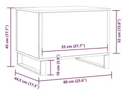 Mesa De Centro* Mesa de centro | Mesa de apoio 60x44.5x45 cm derivados madeira carvalho artisiano Castanho