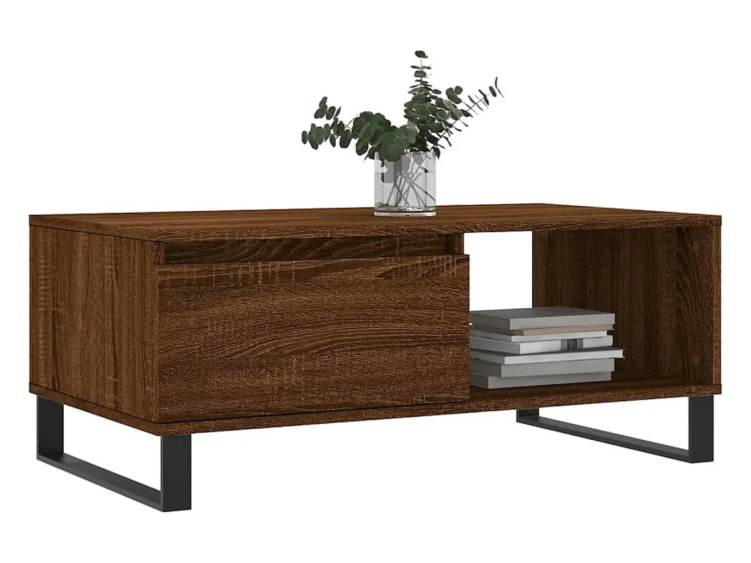 Mesa de centro | Mesa de apoio 90x50x36.5cm derivados madeira carvalho^ Mesa De Centro
