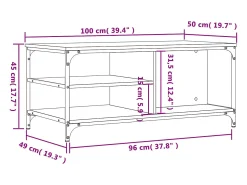 Mesa De Centro* Mesa de centro | Mesa de apoio 100x50x45 cm derivados madeira carvalho sonoma Castanho