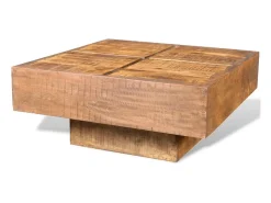 Mesa De Centro* Mesa de centro | Mesa de apoio quadrada em madeira de mangueira maciça Castanho