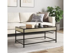 Hot Mesa de centro | Mesa de apoio luzes LED Infinity 90x50x41 cm carvalho sonoma Castanho