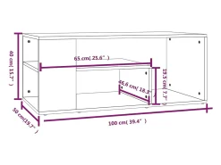 Mesa De Centro* Mesa de centro | Mesa de apoio 100x50x40cm derivados de madeira sonoma Cinzento