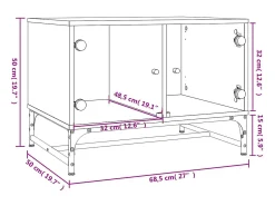 Mesa De Centro| Mesa de centro | Mesa de apoio | Mesa de café c/ portas de vidro 68.5x50x50 cm Branco