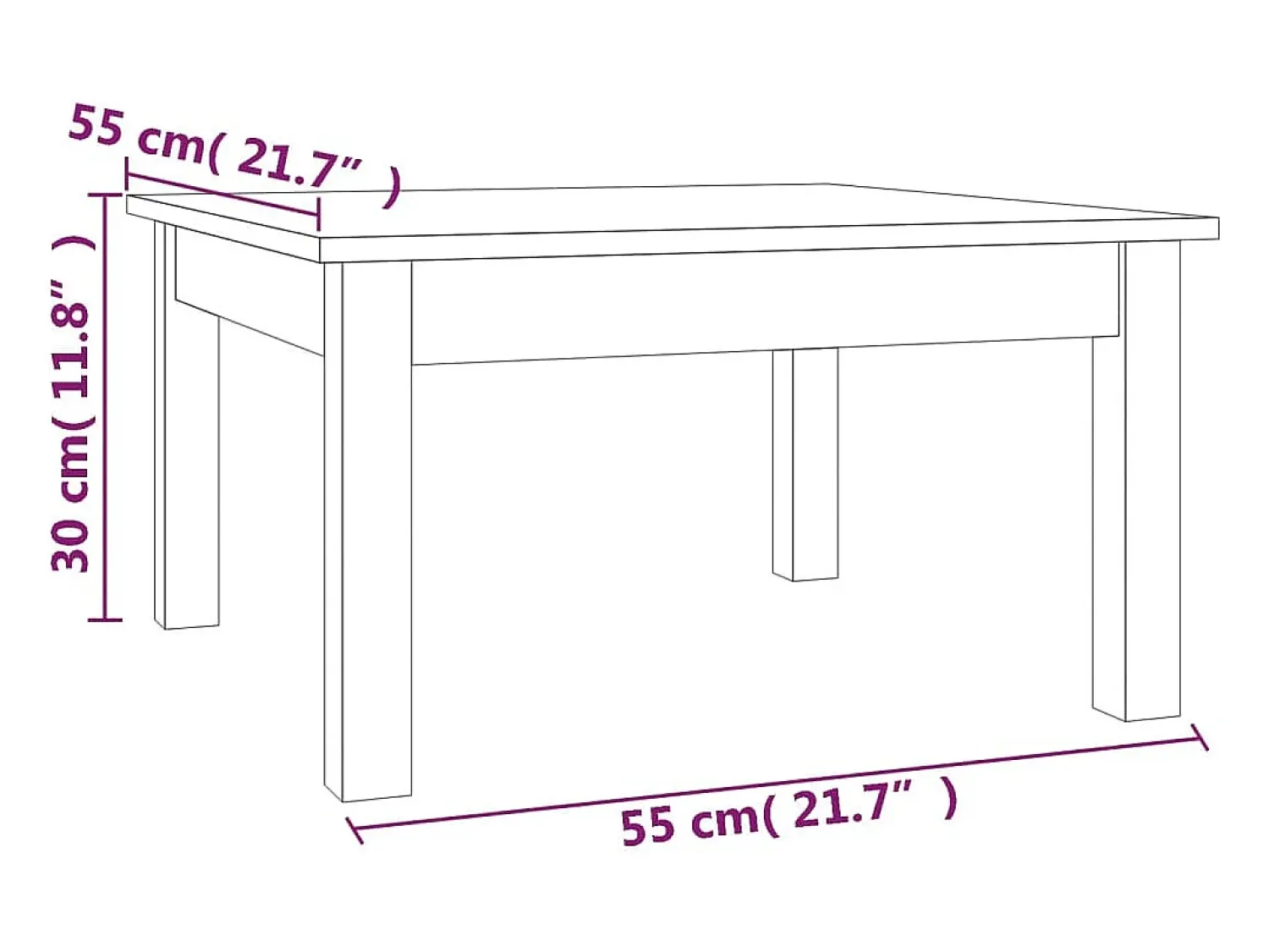 Online Mesa de centro | Mesa de apoio 55x55x30 cm pinho maciço Preto