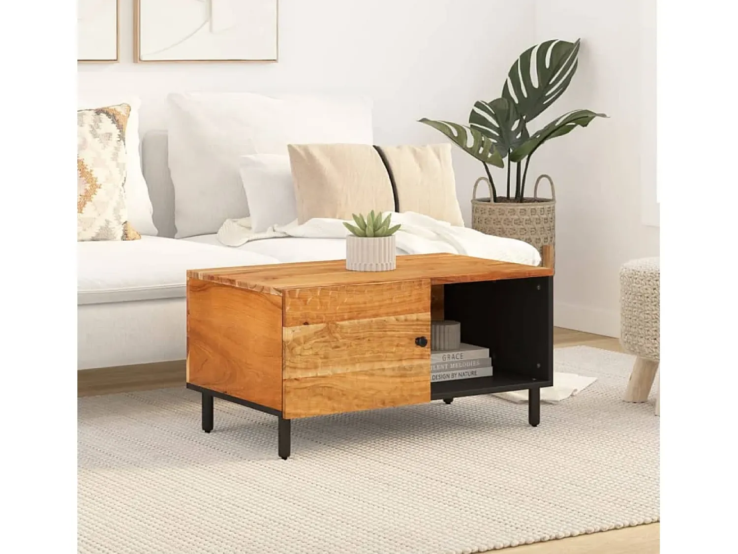 Mesa De Centro| Mesa de centro | Mesa de apoio | Mesa de café 80x50x40 cm madeira de acácia maciça Castanho