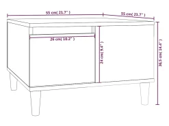 Hot Mesa de centro | Mesa de apoio 55x55x36.5 cm derivados madeira carvalho fumado Castanho