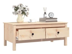 Sale Mesa de centro | Mesa de apoio | Mesa de café 100x50x40 cm madeira de pinho maciça Castanho