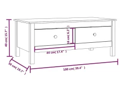 Sale Mesa de centro | Mesa de apoio | Mesa de café 100x50x40 cm madeira de pinho maciça Castanho