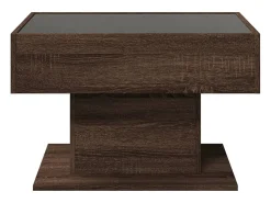 Mesa De Centro| Mesa de centro | Mesa de apoio c/ LEDs 70x50x45 cm derivados de madeira Castanho
