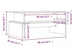 Mesa De Centro| Mesa de centro | Mesa de apoio 90x55x42.5 cm derivados madeira carvalho sonoma Castanho