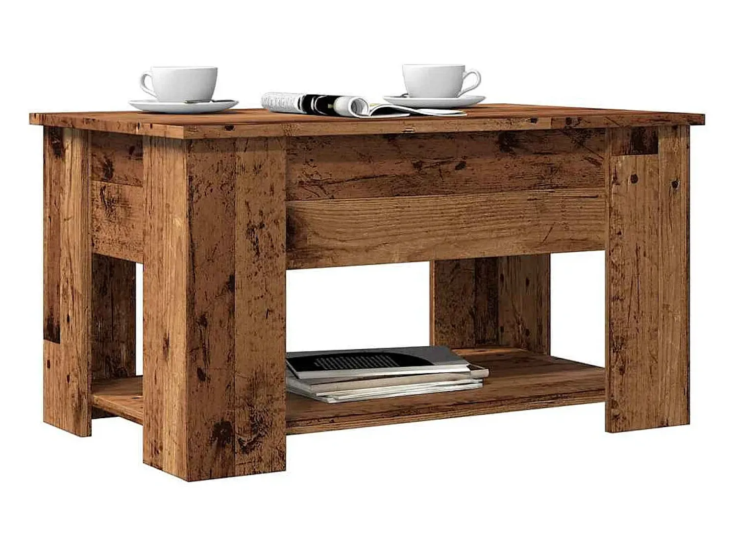 Mesa de centro | Mesa de apoio | Mesa de café 79x49x41 cm derivados madeira madeira velha^ Mesa De Centro