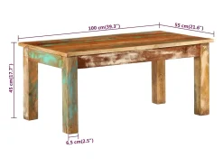 New Mesa de centro | Mesa de apoio | Mesa de café 100x55x45 cm madeira recuperada maciça Multicor