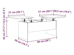 Mesa de centro | Mesa de apoio102x50.5x46.5cm madeira processada carvalho sonoma^ Mesa De Centro