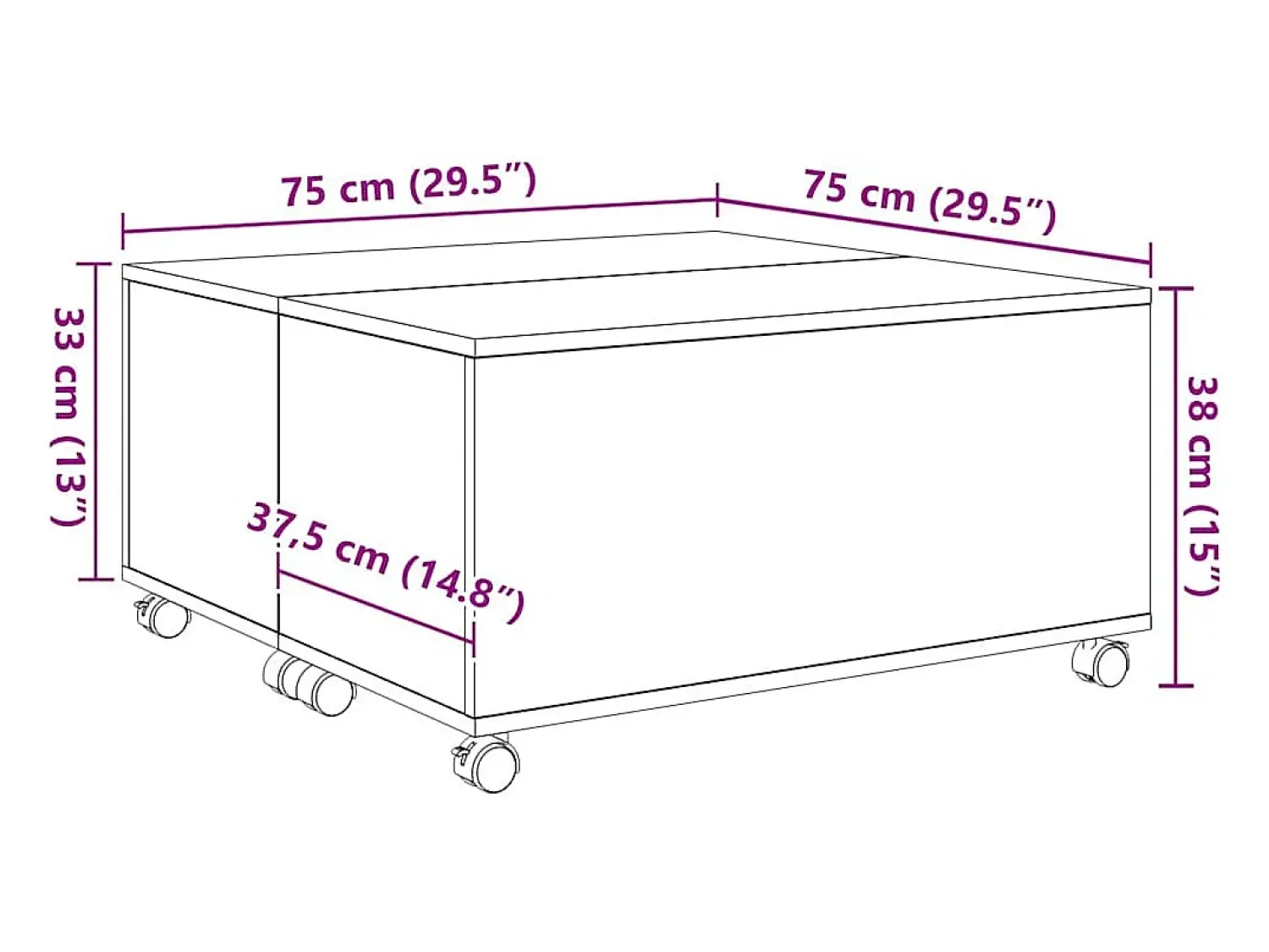 Mesa de centro | Mesa de apoio carvalho artisiano 75x75x38 cm^ Mesa De Centro