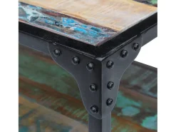 Mesa De Centro| Mesa de centro | Mesa de apoio sólida em madeira reciclada Multicor