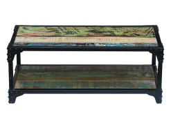 Mesa De Centro| Mesa de centro | Mesa de apoio sólida em madeira reciclada Multicor