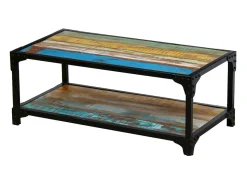 Mesa De Centro| Mesa de centro | Mesa de apoio sólida em madeira reciclada Multicor